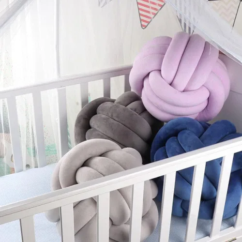 Miniatura 4 de Almohada de nudo en forma de bola, cojín redondo para decoración de habitación de niños, juguetes de peluche relajantes para aliviar el estrés