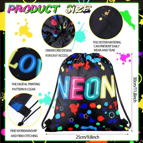 Miniatura 9 de Sweetude 24 bolsas de regalo de fiesta Let's Glow con cordón, decoración para niñas, niños, cumpleaños, bodas, fiestas