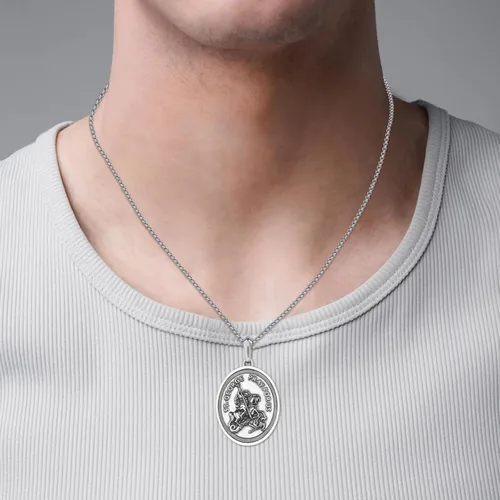 Miniatura 61 de Collar de plata de ley 925 con medalla de San Patrón, colgante de protección católica, amuleto, joyería religiosa para hombres y mujeres