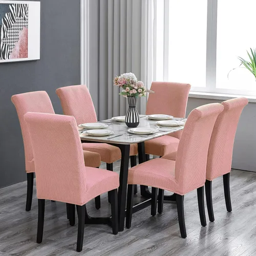 Miniatura 2 de Juego de 6 fundas elásticas para sillas de comedor, extraíbles y lavables, fundas de asiento para sillas de comedor, ideales para decoración