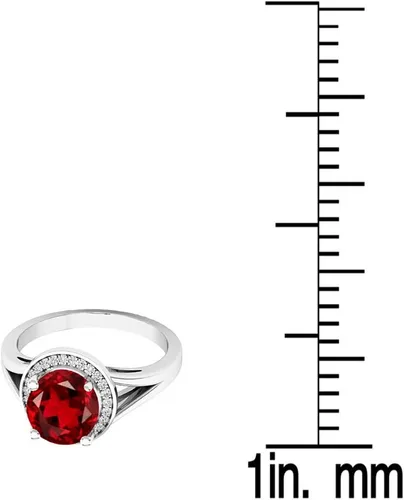 Miniatura 107 de Dazzlingrock Collection Anillo de compromiso redondo de 0.276 in con halo de diamante blanco y vástago dividido para ella en oro macizo de 14