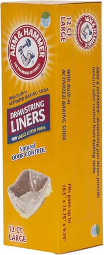 Miniatura 2 de Arm & Hammer - Revestimientos con cordón para bandejas grandes para arena de gatos, grandes, color blanco, paquete de 12