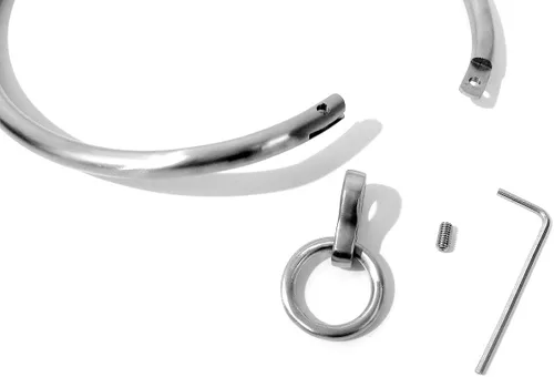 Miniatura 5 de Cuffstore Gargantilla de acero inoxidable con cierre de 14 pulgadas con anillo, Acero inoxidable satinado, no conocido