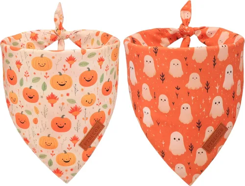 Miniatura 9 de PTDECOR Bandana de Halloween para perro, bufanda reversible para mascotas, varios tamaños, pañuelos triangulares de Halloween para perros pequeños