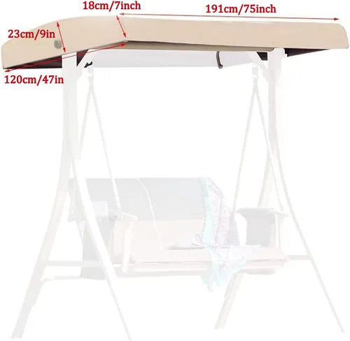 Miniatura 7 de Toldo de repuesto para asiento de columpio de jardín, cubierta de toldo de columpio de 3 plazas, cubierta superior impermeable para silla columpio