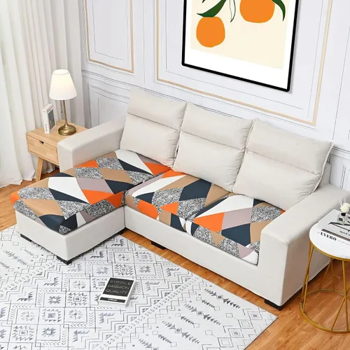 Miniatura 24 de Funda elástica para cojín de sofá, funda protectora para muebles de sofá, funda de asiento de sofá, estampado floral con parte inferior elástica, #17