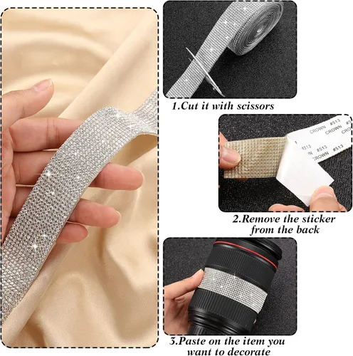Miniatura 4 de Outus 5 rollos de cinta autoadhesiva de diamantes de imitación de cristal para manualidades con diamantes de imitación de 0.079 pulgadas (0.079 in)