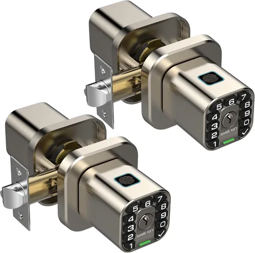 Miniatura 13 de Richelock Pomo de puerta de huellas dactilares, cerradura biométrica inteligente con teclado, perilla de puerta de código de entrada sin llave