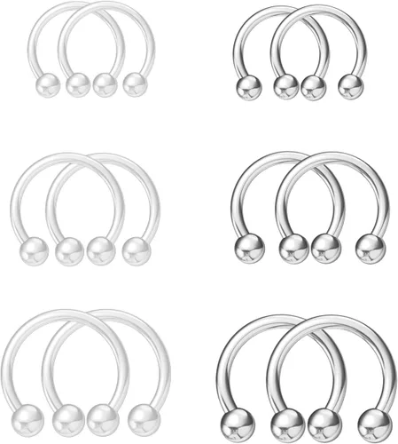 NZDLM Clear & Gold - Anillos para tabique de 0.56 oz y 0.63 oz, anillos de nariz para tabique para mujeres y hombres, kit de anillos de septum de