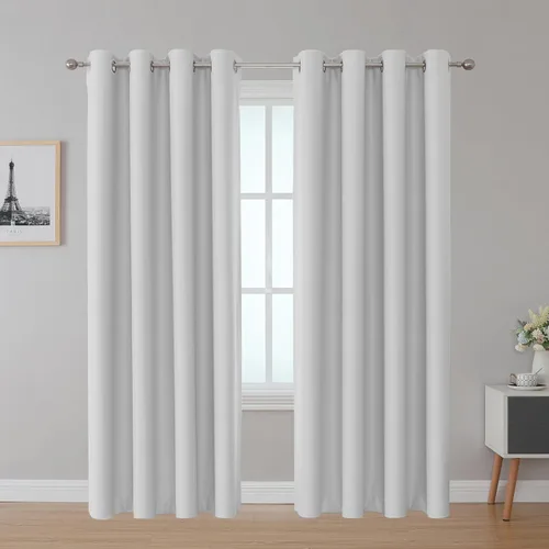 Miniatura 16 de Fire Retardant Blackout Curtains, Grommet Top, NFPA 701 Certified Flame Resistant Drape, Room Darkening for Dorm/Classroom, 2 Panels, Navy Blue