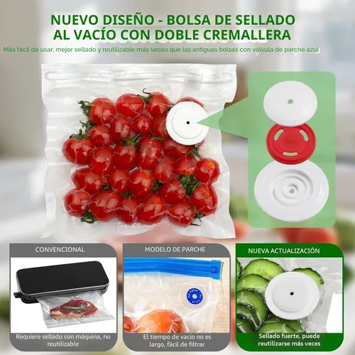 Miniatura 6 de Sellador al vacío para alimentos, máquina selladora al vacío portátil compacta con 30 bolsas reutilizables para preservación 10X y frescura Blanco