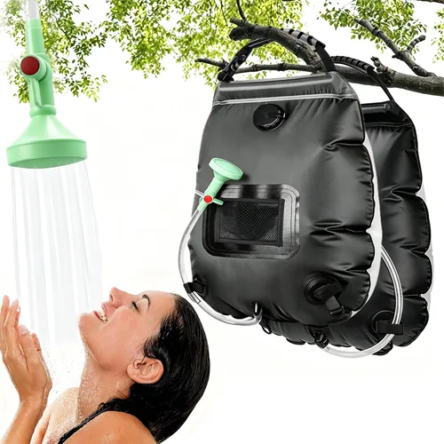 Miniatura 7 de Bolsa de ducha solar Bolsa de ducha solar de 5 galones/20L de calefacción solar Manguera extraíble Cabezal de ducha intercambiable