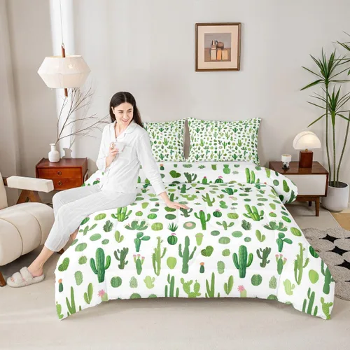 Miniatura 10 de Juego de edredón lindo de perro y gato, tamaño matrimonial, juego de ropa de cama colorido con estampado de patas de cachorro, 3 piezas para niños