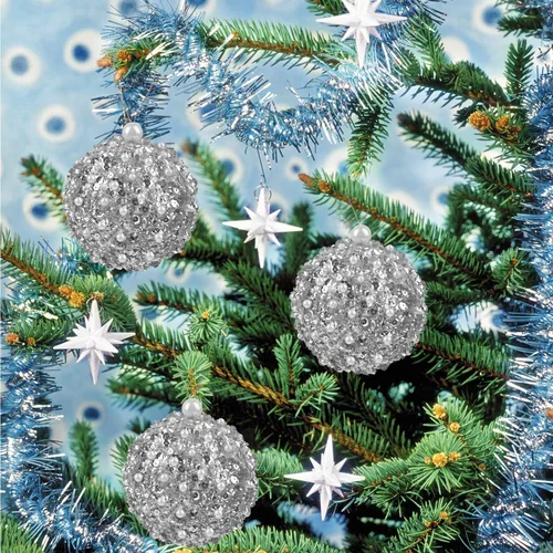 Miniatura 4 de Bolas de adorno de Navidad colgantes de 10.8 cm plateadas inastillables, juego de 4 unidades para árboles de Navidad y decoración festiva Plata