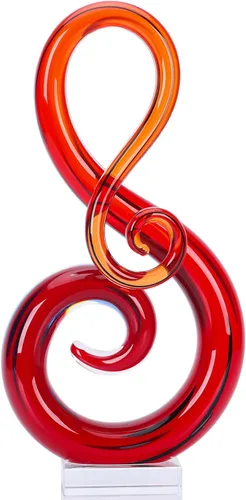 Miniatura 8 de LCCCK Escultura de vidrio grande de 13 pulgadas de alto, figuras de vidrio soplado a mano color rojo, decoración de música artística, gafas rojas