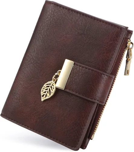 Miniatura 7 de yiijay Billetera pequeña para mujer, con bloqueo RFID, de piel, plegable, tarjetero para tarjetas de crédito para mujeres, cartera compacta