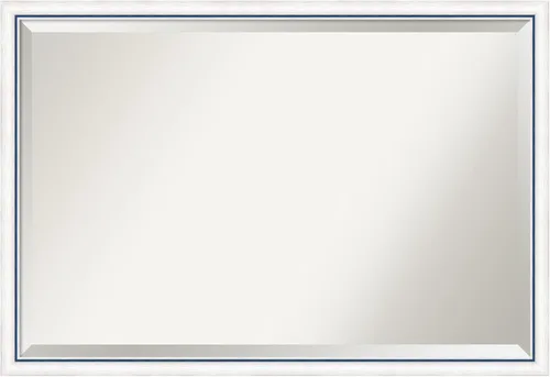 Miniatura 10 de Amanti Art - Espejo de baño blanco para sobre lavabo, espejo de tocador rectangular Morgan blanco azul de 22x18, marco de madera moderno pequeño, se