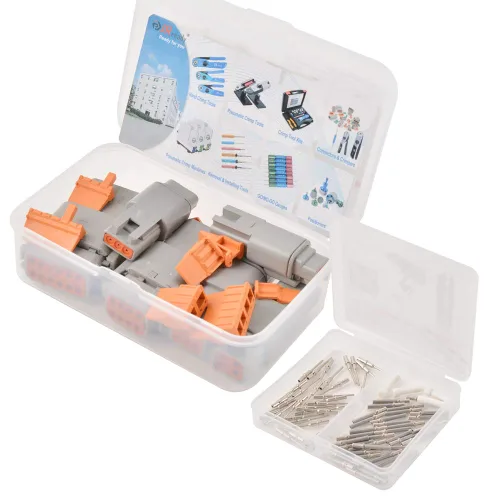 Miniatura 5 de JRready ST6141 Kit de conectores DTM, 2 3 4 6 8 12 pines gris IP67 conector impermeable con 35 pares de contactos sólidos estilo barril
