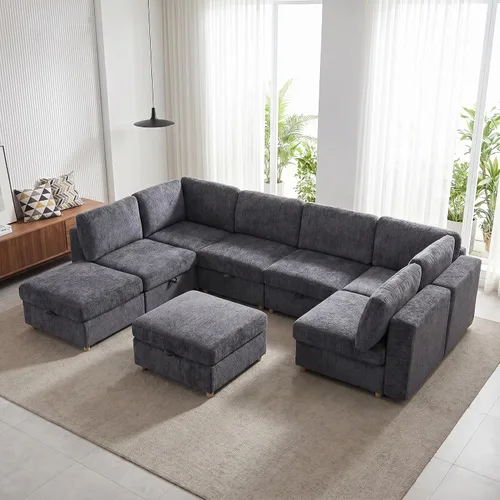 Miniatura 15 de ERYE Sofá modular de 68 pulgadas con asiento profundo, sofá modular de almacenamiento con respaldo y reposabrazos de combinación gratuita, sofá