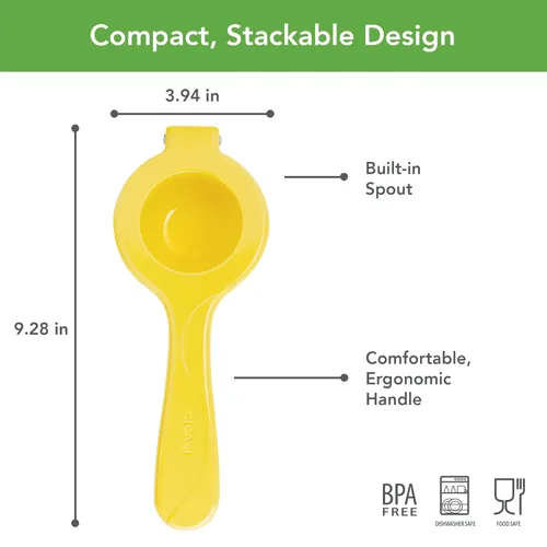Miniatura 5 de Tovolo Exprimidor manual de cítricos con boquilla de vertido, apto para lavavajillas, exprimidor de prensa de aluminio para limón, lima, naranjas
