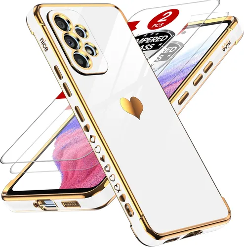 Miniatura 79 de LeYi for Moto G 5G 2025 Case: with Tempered Glass Screen Protector [2 Pcs]+ Full Camera Lens Protection,Love Heart Plating Cute Luxury Soft TPU