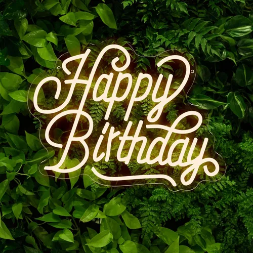 Miniatura 6 de Letrero de neón de feliz cumpleaños para telón de fondo, decoraciones de cumpleaños, letreros de luz LED de neón para cumpleaños, letrero de luz LED