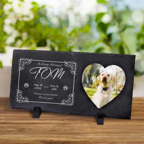 Miniatura 29 de Farfume Piedras conmemorativas personalizadas para mascotas con foto y texto Marcadores personalizados para tumbas para mascotas Lápidas
