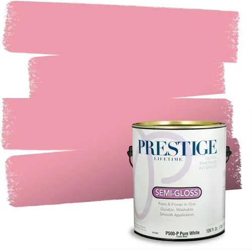 Miniatura 64 de Prestige Paints E100-T-SW6591 Pintura exterior e imprimación en uno, 1 galón, plano, combinación comparable de Sherwin Williams Amaryllis, 1 galón