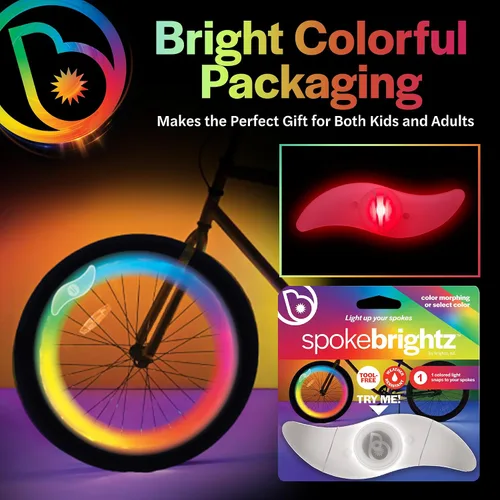 Miniatura 6 de Brightz SpokeBrightz Luces LED para Rueda de Bicicleta, Pack de 2 - Modos de Cambio de Color y Selección de Color - Ilumina tus Radios - Transforma