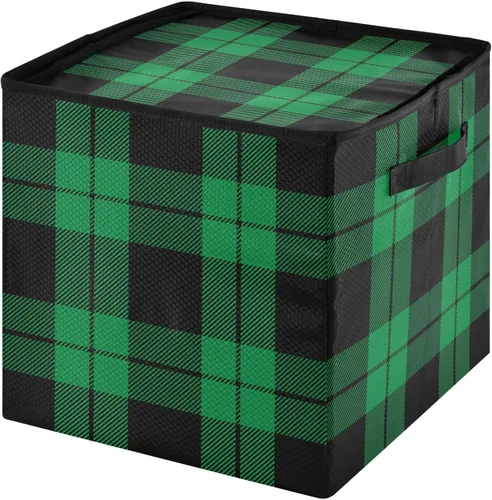 Miniatura 12 de Cesta de almacenamiento para adornos de Navidad, búfalo a cuadros, negro y blanco, contenedor de almacenamiento de invierno con separadores