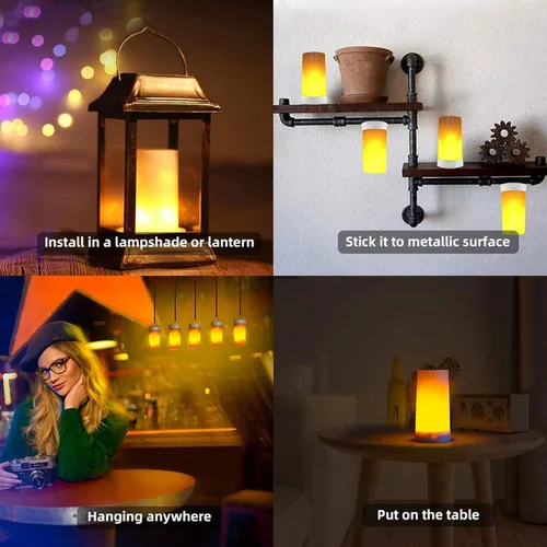 Miniatura 5 de Luz LED con efecto de llama, recargable por USB, lámpara de mesa de llama para exteriores, impermeable, regulable, 4 modos, linterna con efecto
