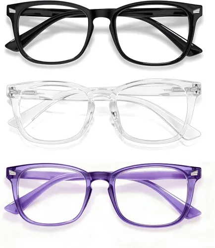 Miniatura 8 de Kids Blue Light Glasses 3 Pack Flexible TR90 Shatterproof Frame, Clear & Red Lenses Kids Fake Glasses 2-18 age
