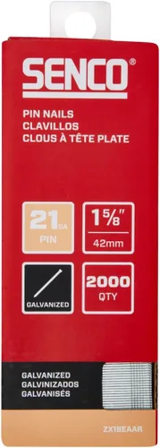 SENCO ZX18EAAR - Clavos de pasador de calibre 21 de 1-5/8 pulgadas, acabado galvanizado, paquete de 2,000 unidades