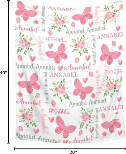 Miniatura 8 de Manta de bebé personalizada de Sandilya para niñas y niños, mariposas, manta de bebé personalizada con nombre, manta envolvente para niños pequeños