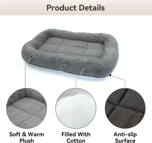 Miniatura 4 de Tapete de cama pequeño para gatos, cojín de felpa de 22 x 16 pulgadas con almohada circundante para perros pequeños a medianos, gatos, camas