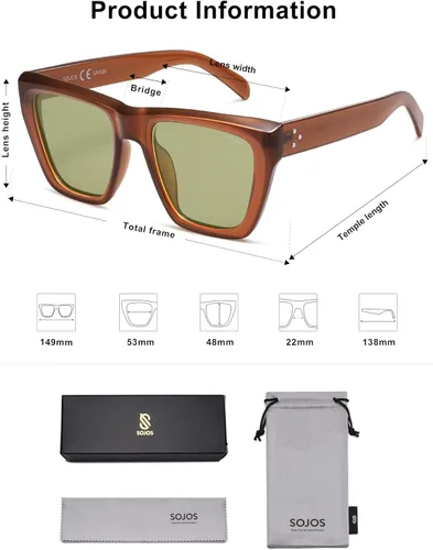 Miniatura 13 de SOJOS Fashion Oversized Square Cat Eye Polarized Sunglasses for Women Trendy Cateye Style Womens Sunglasses SJ2179
