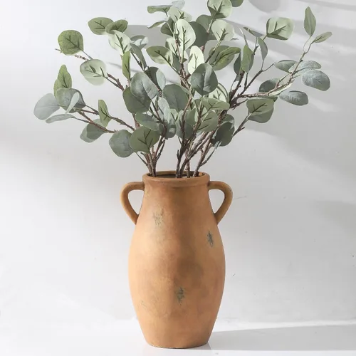 Miniatura 19 de Florero de cerámica con asas, jarrón de 12 pulgadas de alto para centros de mesa, grandes jarrones decorativos de terracota, jarrones rústicos