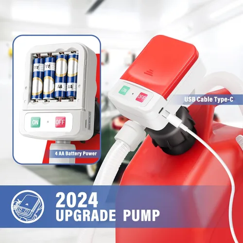 Miniatura 3 de Nitigo Bomba de transferencia de combustible con sensor de parada automática y protección contra fugas (3.2 GPM), bomba de transferencia portátil