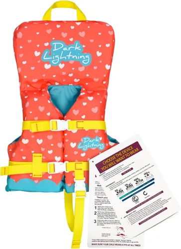 Dark Lightning Chaleco salvavidas para bebés aprobado por USCG de 0 a 30 libras, chaleco de natación para bebé/niños pequeños de 1 a 3 años de edad