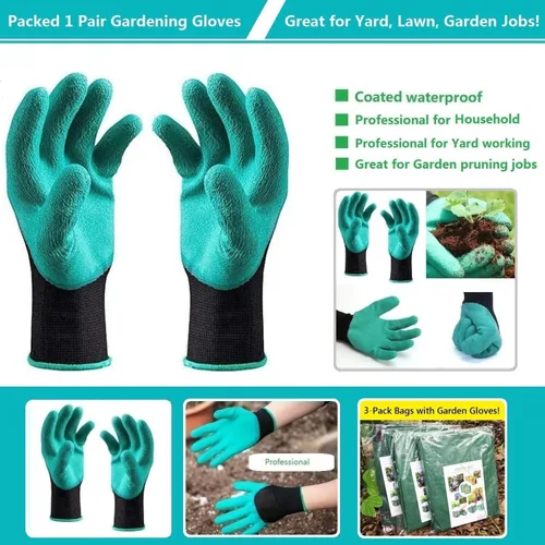 Miniatura 7 de Paquete de 3 bolsas profesionales grandes de 72 galones para jardín (26 pulgadas de alto, 30 pulgadas) reutilizables con guantes de jardinería