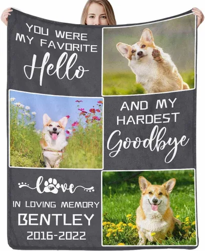 Miniatura 22 de Artsadd Manta conmemorativa personalizada con fotos para la pérdida de perros y gatos, manta conmemorativa personalizada, regalos de memoria amorosa
