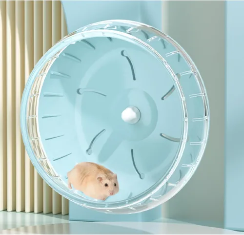 Miniatura 12 de MANON ROSA Rueda de hámster súper silenciosa y silenciosa con soporte ajustable para chinchillas jerbos ratones animales pequeños (M