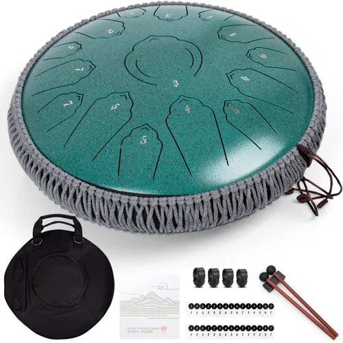 Miniatura 12 de Handpan 22 pulgadas D Minor Kurd Handpan 9 Notas Handpan Instrumento para rendimiento profesional, 440HZ Sonido Handpan Tambores para adultos