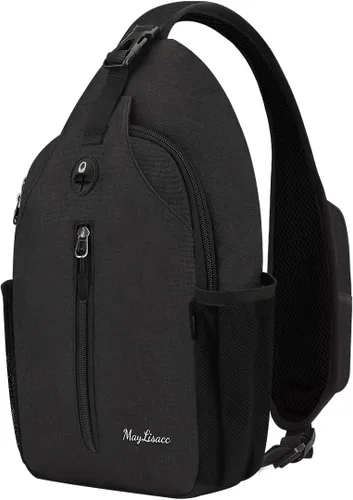 MAYLISACC Bolso bandolera bandolera para hombres y mujeres, mochila con múltiples bolsillos para viajes, senderismo, mochila de pecho con llavero de