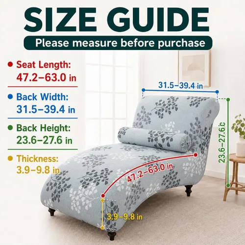 Miniatura 3 de Funda Impresa para Chaise Lounge sin Brazos Interior Funda Elástica para Silla para Sala de Estar Dormitorio Funda Elástica sin Brazos para Chaise