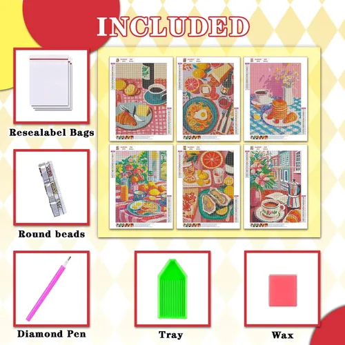 Miniatura 3 de Leatrice Paquete de 6 kits de pintura de diamantes para adultos, kits de arte de diamantes 5D, pinturas de puntos de gemas redondas, taladro