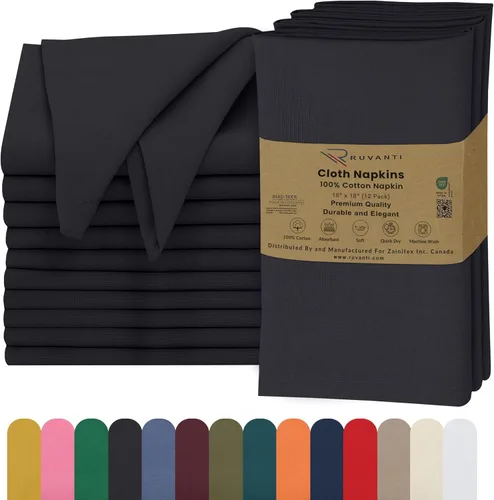 Miniatura 59 de Ruvanti - Servilletas de tela, paquete de 6, 45x45 centímetros, 100% algodón, lavables, suaves y absorbentes, perfectas para bodas, cenas de Belleza