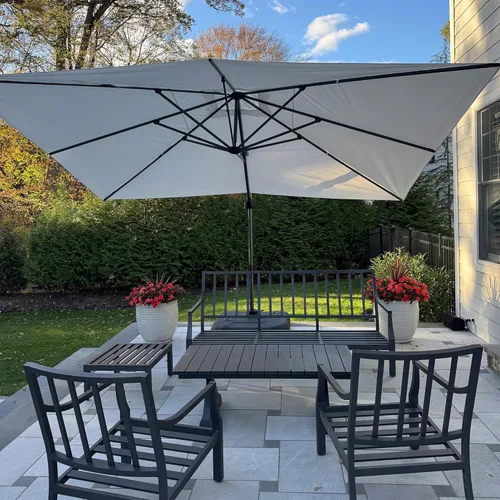 Miniatura 38 de PURPLE LEAF Sombrilla de Patio de 8 Pies para Exteriores Sombrilla Cantilever Cuadrada de Aluminio Sombrilla Offset con Rotación de 360 Grados