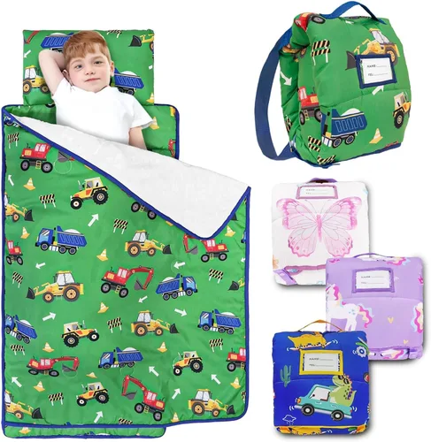 Miniatura 9 de Primlect - Tapete para siesta para bebé con almohada extraíble y manta de franela, bolsa de dormir portátil para niños, fácil de enrollar, lavable