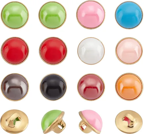 NBEADS 100 botones de un solo agujero de 0.394 in con vástago de resina de latón de 0.394 in y media bola, 10 colores para manualidades, ropa,
